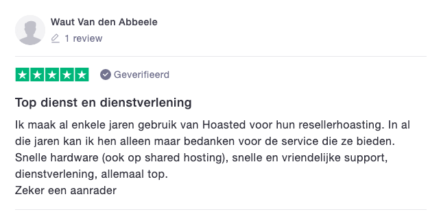 Review van een Hoasted reseller